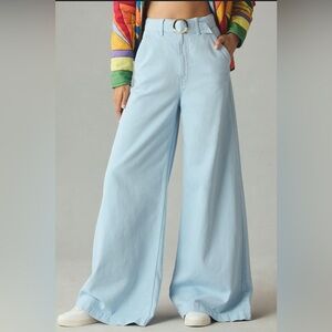 MOTHER Sky Blue Wide Leg Jeans